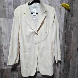 Mondi Yellow Flax Linen and Wool Blend Blazer Jacket